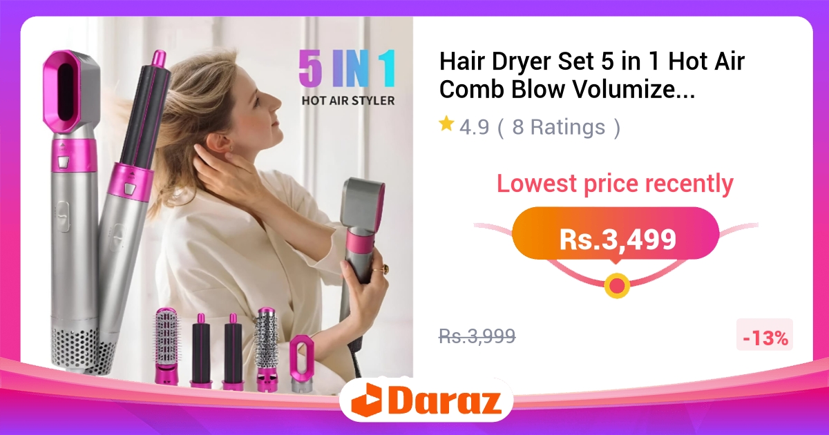 Hair Dryer Set 5 in 1 Hot Air Styler Brush