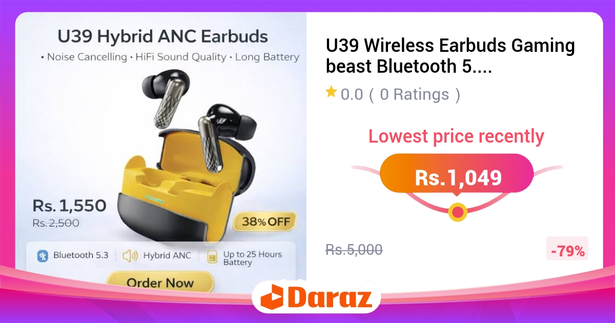 U39 Wireless Earbuds Gaming Beast Bluetooth 5.4 TWS