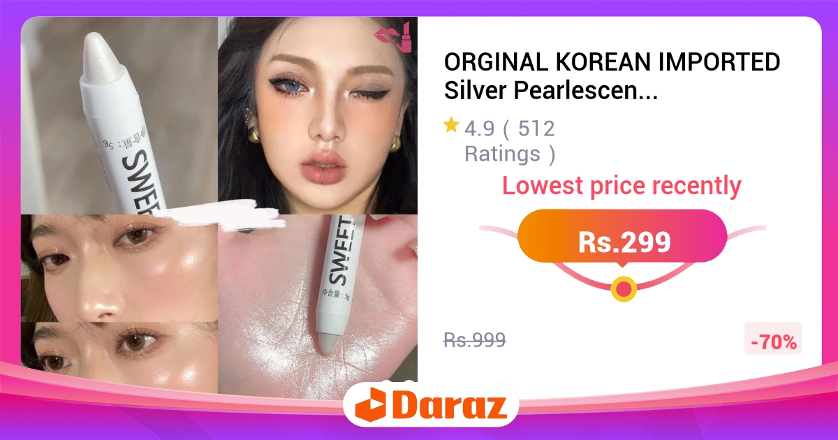 Korean Silver Pearlescent Waterproof Highlighter Pen