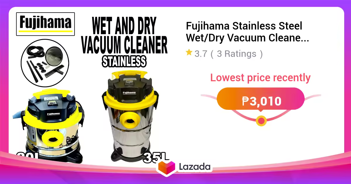 Stainless Steel Wet/Dry Vacuum Cleaner with Attachments 20L/35L Capacity