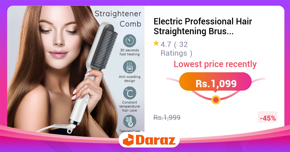 Electric Professional Hair Straightening Brush Girls