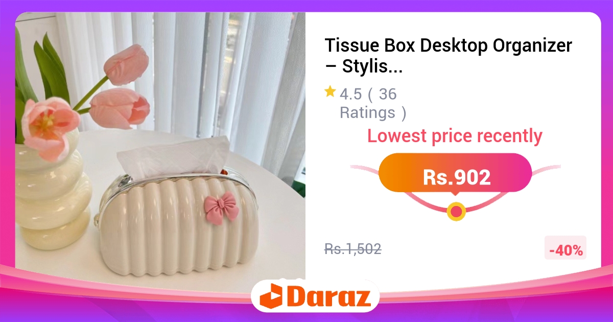 Tissue Box Desktop Organizer Multi-Purpose Holder