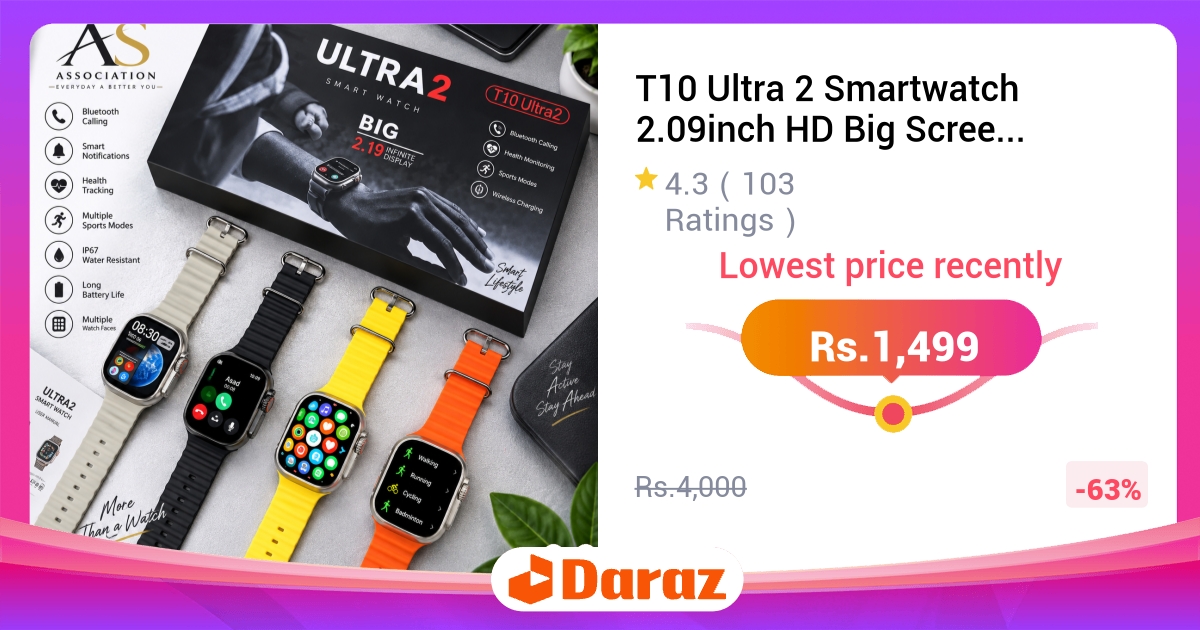 T10 Ultra 2 Smartwatch 2.09" HD - Magnetic Wireless Charging, Bluetooth Call