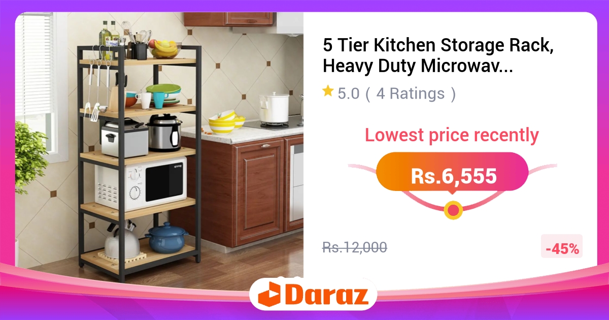 5 Tier Kitchen Storage Rack Heavy Duty Oven Stand